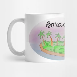 Boracay watercolor Island travel, beach, sea and palm trees. Holidays and rest, summer and relaxation Mug